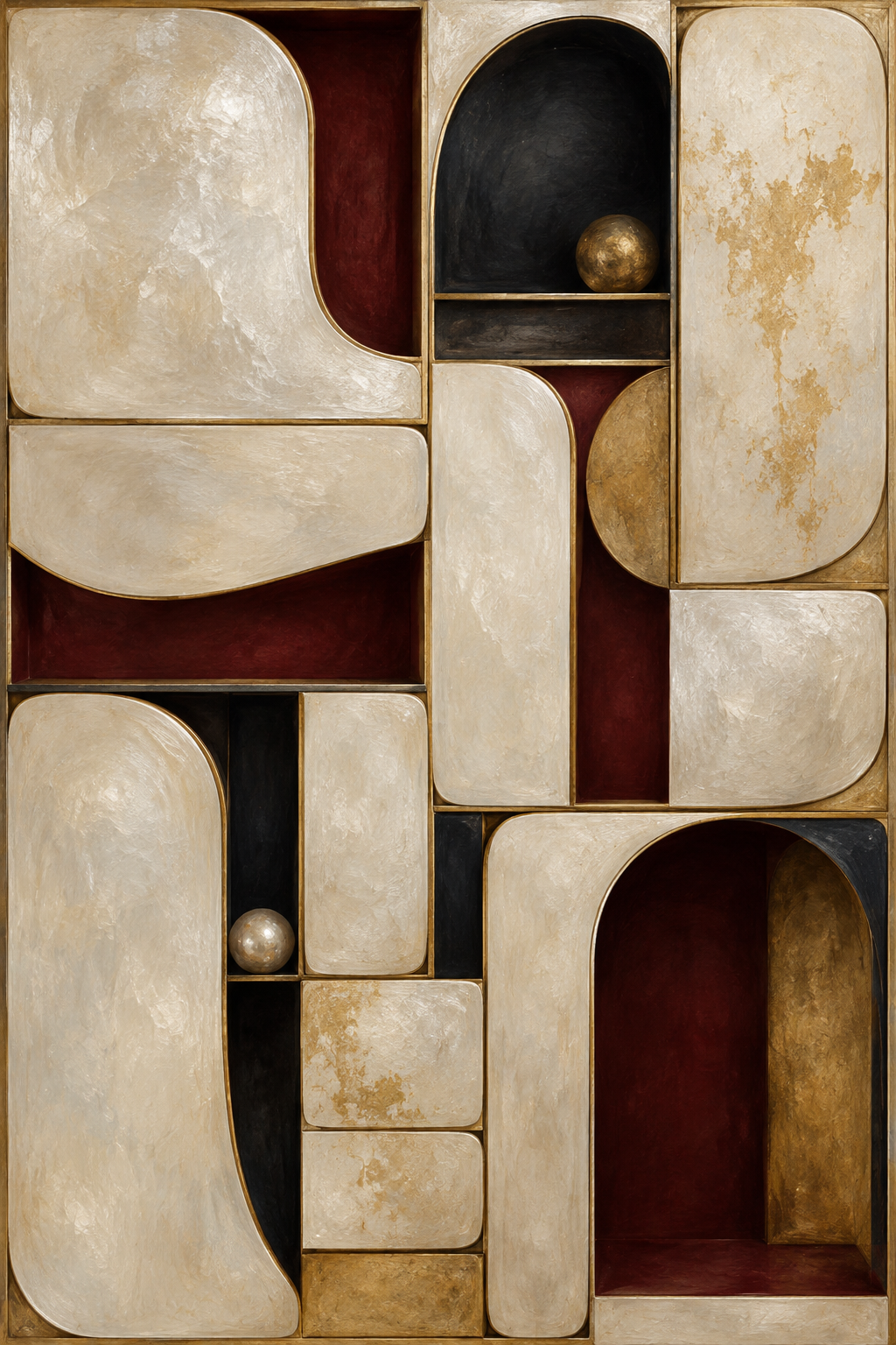 Atelier — Pearl & Oxblood Geometric Wall Art