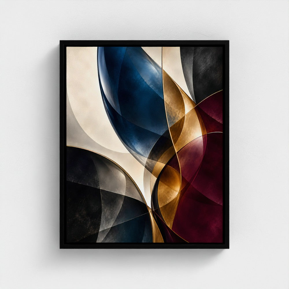 Aurelia — genuine Prodigi Black float-framed canvas preview, representative 16 × 20 in size; gold tones are printed colour
