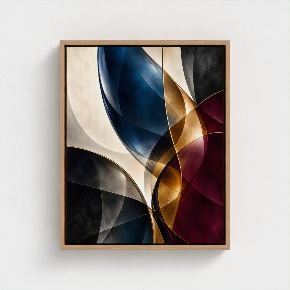 Aurelia — genuine Prodigi Natural wood float-framed canvas preview, representative 16 × 20 in size; gold tones are printed colour