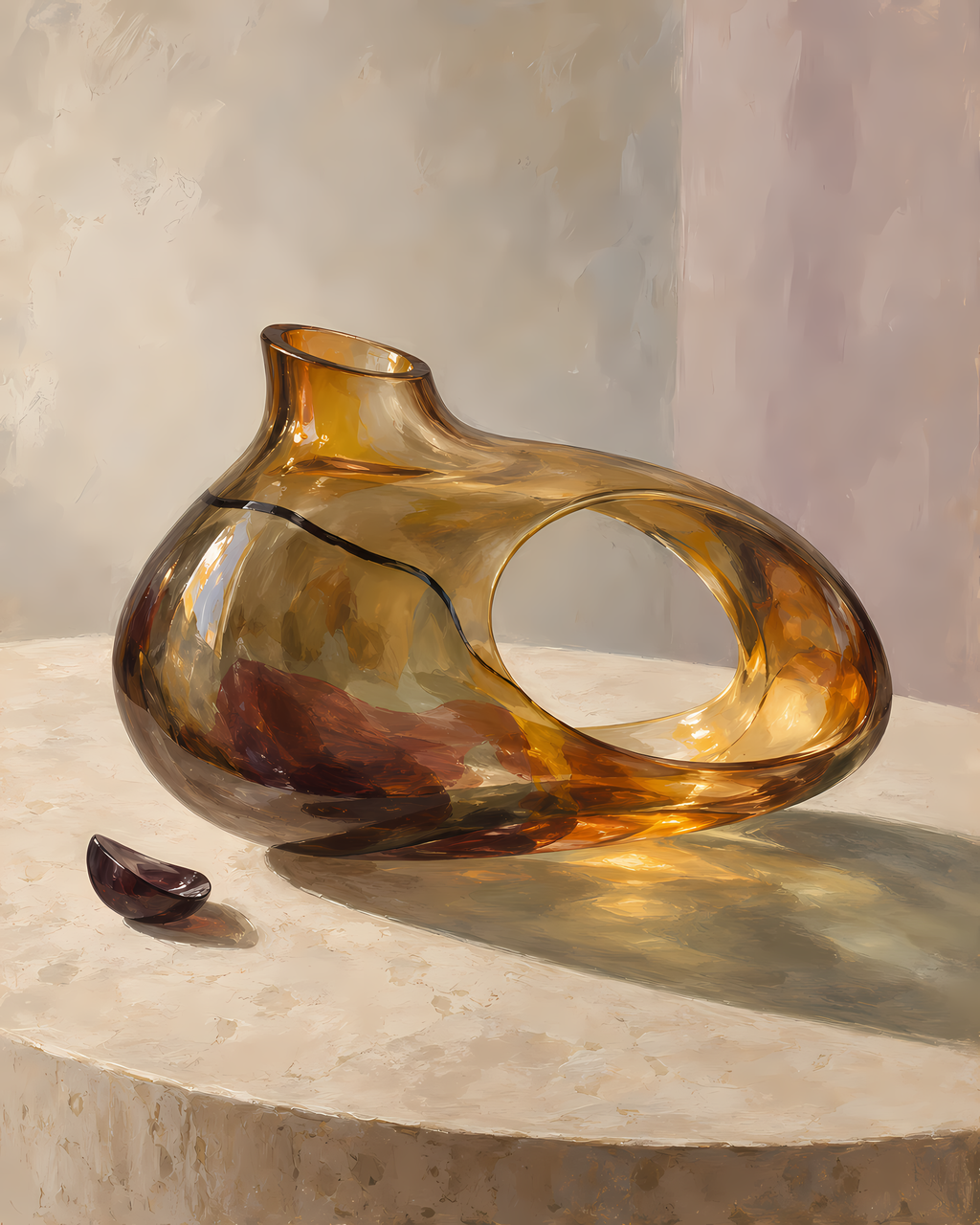 Amber Vessel of Absence — original artwork detail; choose the finish and size on the product page.