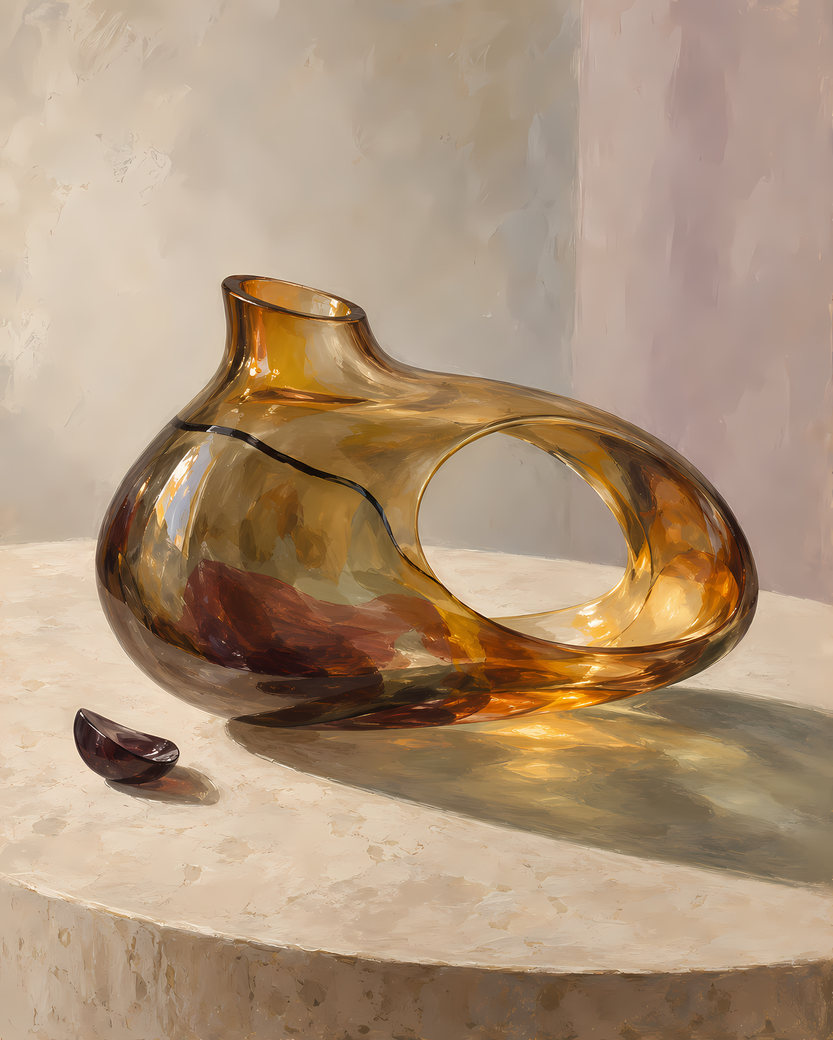 Amber Vessel of Absence — original artwork detail; choose the finish and size on the product page.