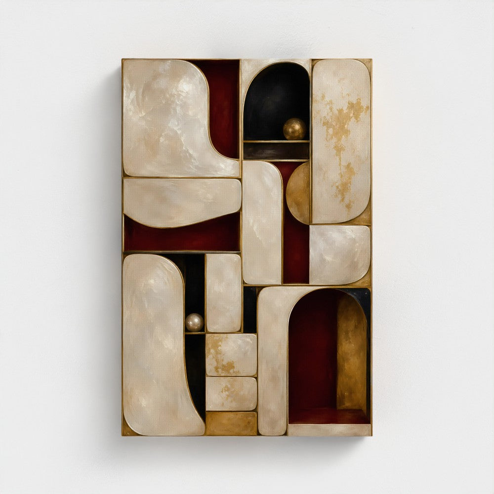 Atelier — Pearl & Oxblood, stretched canvas, portrait 12 × 18 inches; product preview.