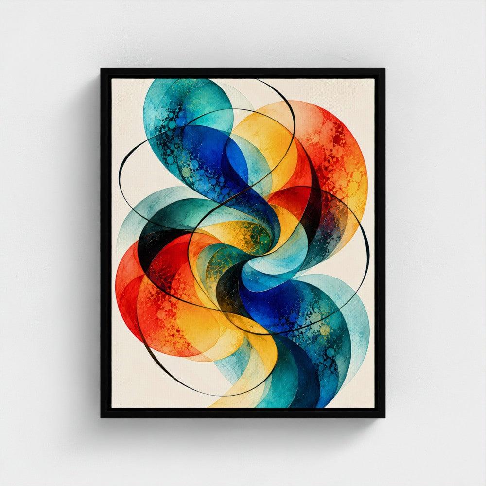 Chromatic Study 04 — Black float-framed canvas, portrait 16 × 20 inches. Product finish preview.