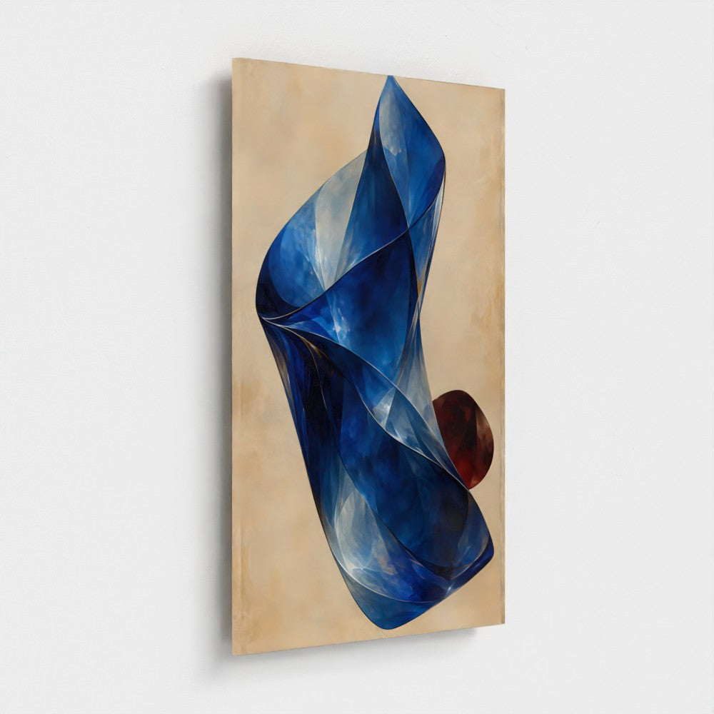 Cobalt Fold — acrylic panel preview, portrait 12 × 18 inches.