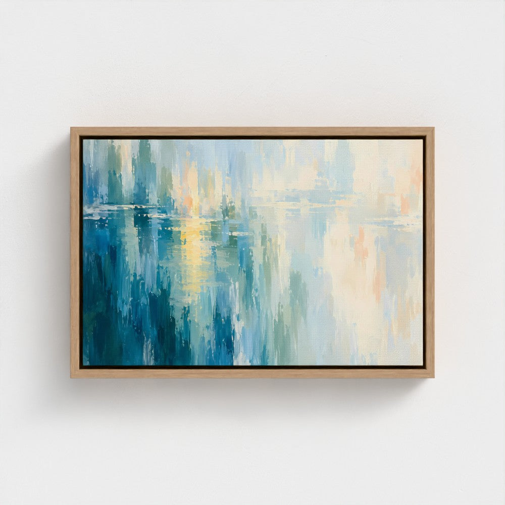Bellagio Blue Hour — Float-framed canvas — Natural, 18 × 12 in; Prodigi product preview showing this finish in a representative size.