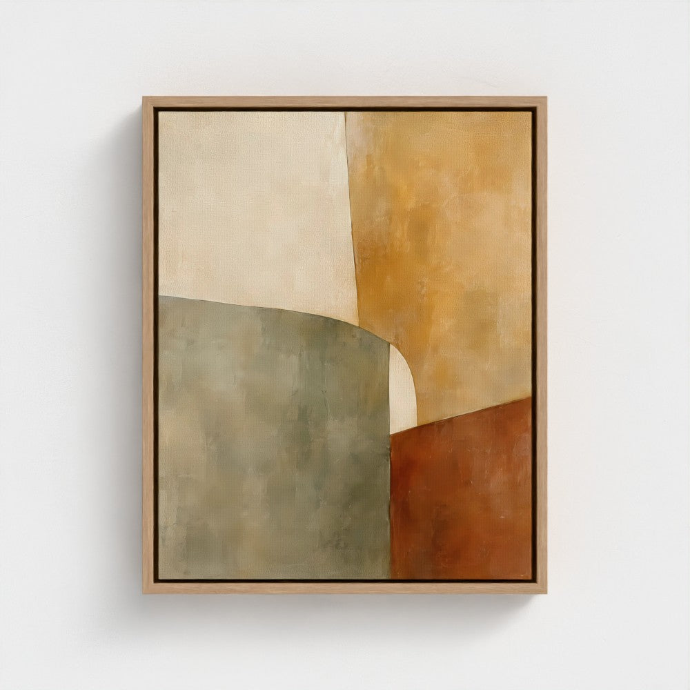 Offset Planes in Antique Glass — Float-framed canvas — Natural, 16 × 20 in; Prodigi product preview showing this finish in a representative size.