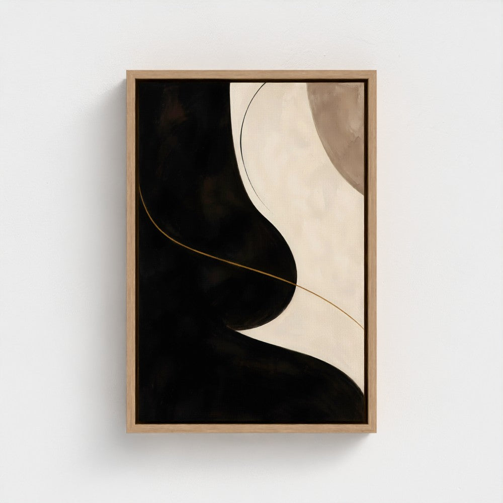 Noir Contour — Natural float-framed canvas, 12 × 18 in; product preview.