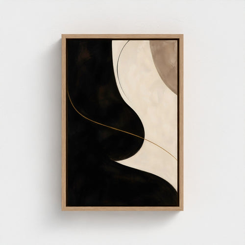 Noir Contour — Natural float-framed canvas, 12 × 18 in; product preview.